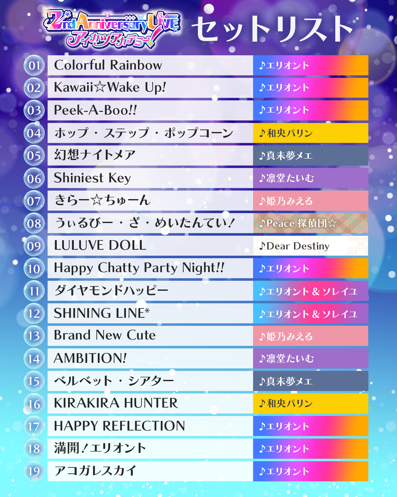 アイカツアカデミー！『2nd Anniversary LIVE』公演終了＆セットリスト